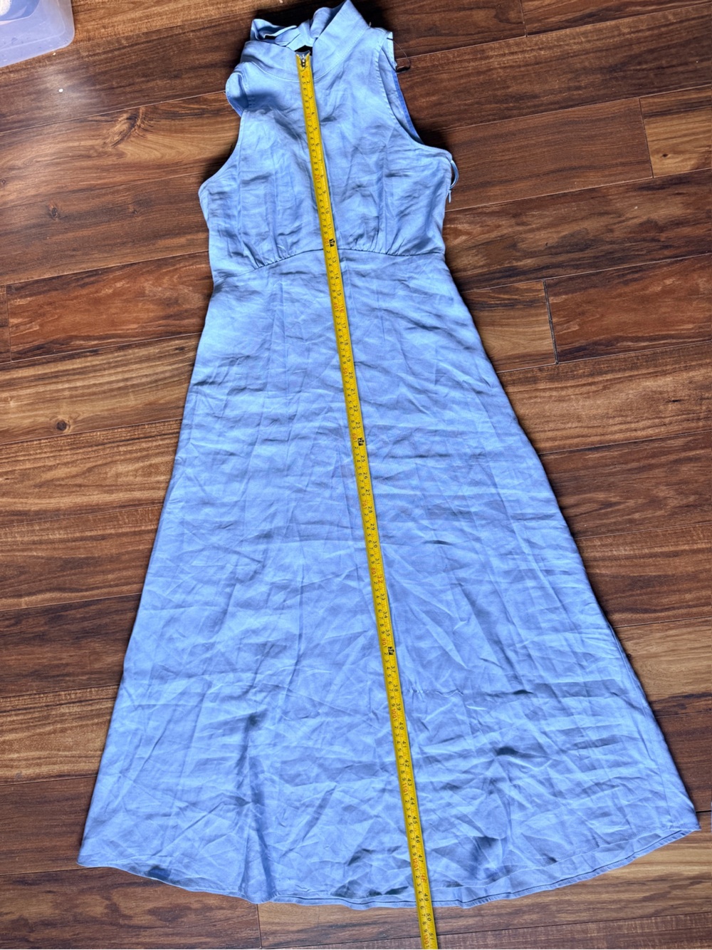 Zara xs maxi sleeveless dress v neck linens blend collar Y2K preppy Beach resort